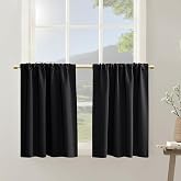 36 Inch Length Curtains for Kitchen,2 Panels Set Short Black Out Curtains for Bathroom Bedroom Windows