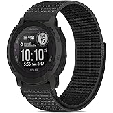 Koazon Nylon Hook and Loop Watchband Compatible with Garmin Instinct 2/3 45mm/1 Solar,22mm Soft Lightweight Breathable Sport Strap for Instinct 2 Surf/Tactical/Esports/Tide Accessory