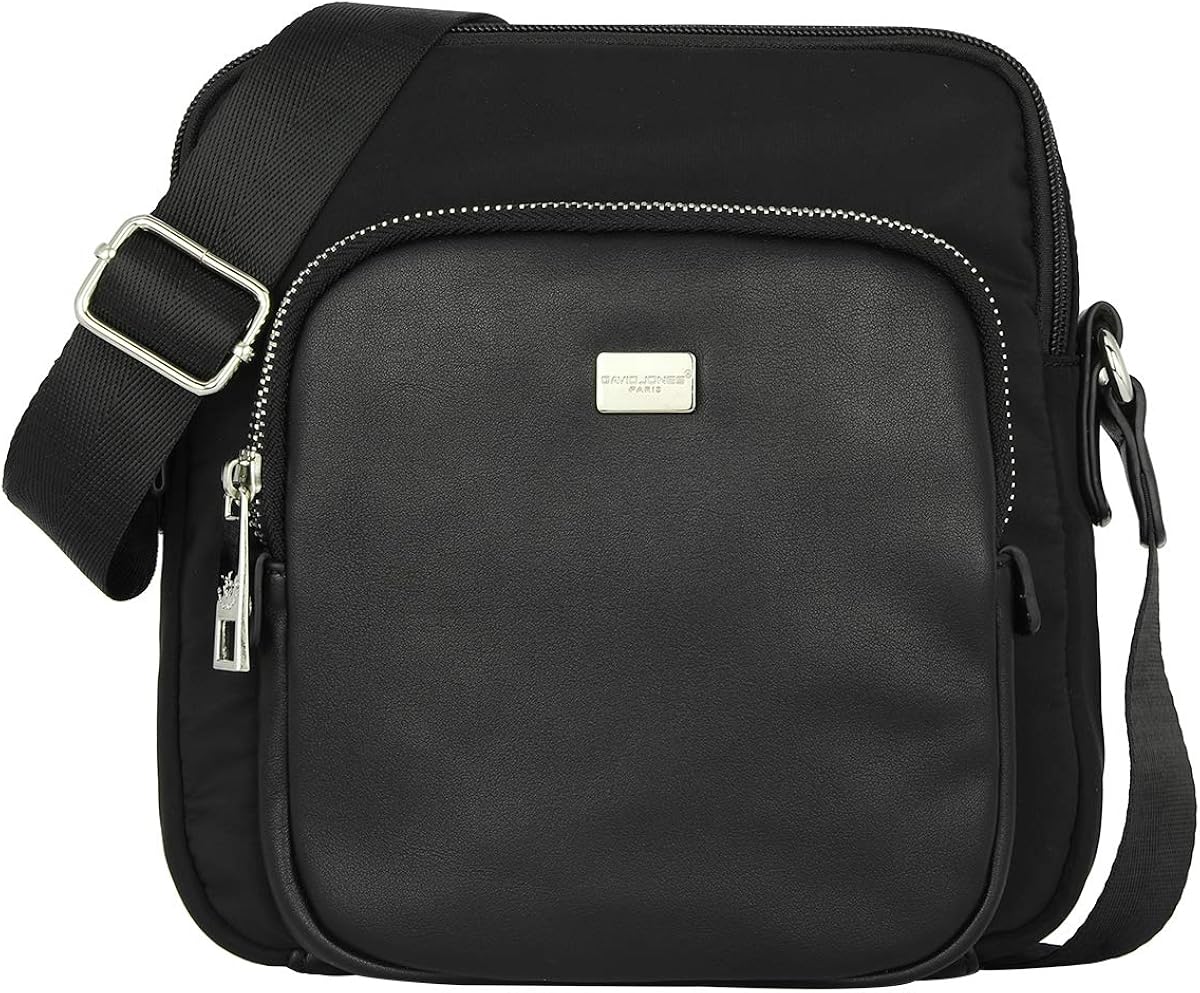 David Jones Men's Crossbody Sling Bag Nylon PU Leather Shoulder Bag