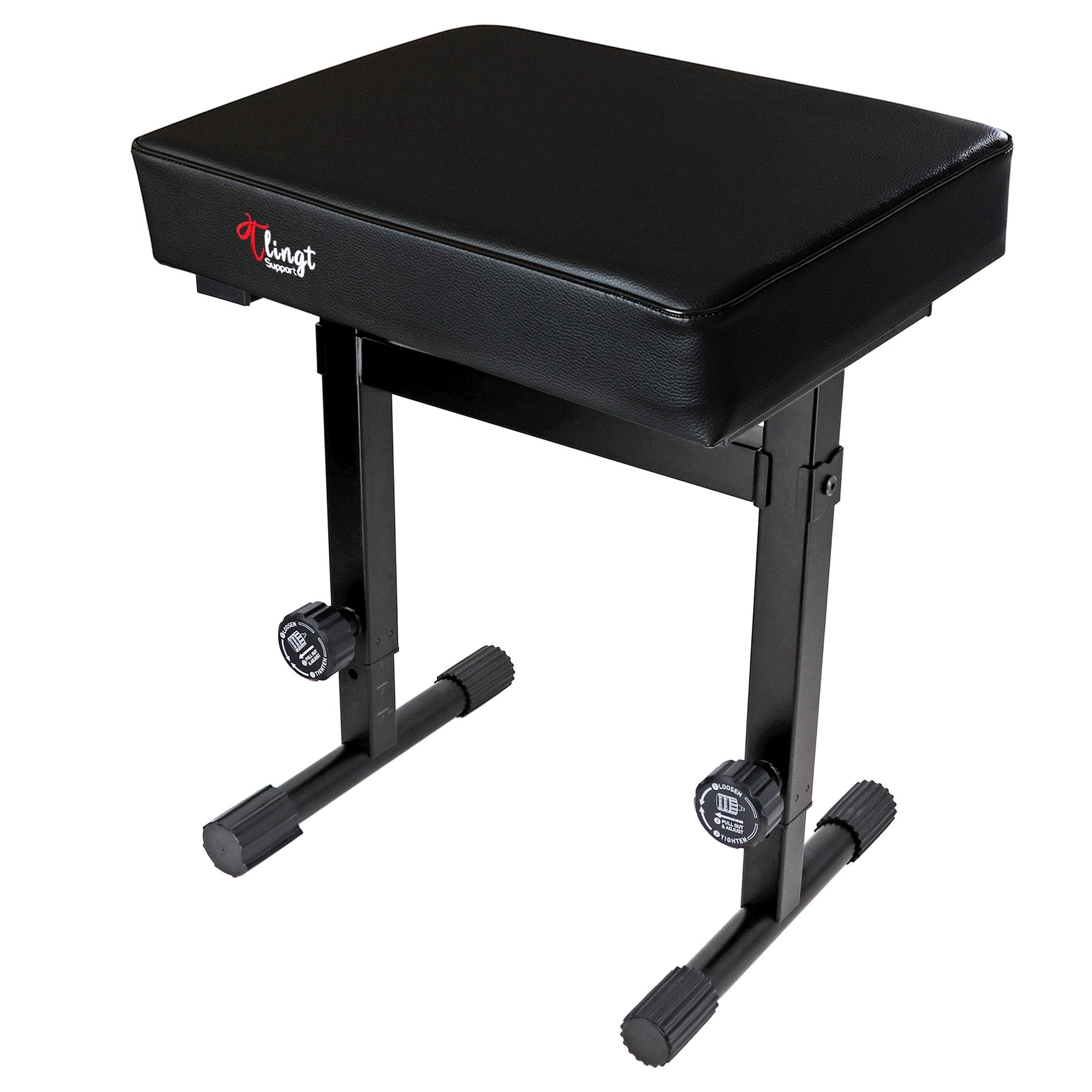 Tlingt Support Adjustable Keyboard Bench, High-Density Piano Bench with Extra-Thick Padded Seat, 7-Level Locking Height (46-59cm), Musician Grade Keyboard Stool for Long Session Comfort/Black