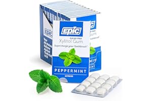 Epic 100% Xylitol Peppermint Chewing Gum - Sugar Free, Aspartame Free Dental Gum - Supports Oral Health & Fresh Breath - 12 Pieces (Pack of 12)