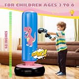 QPAU Inflatable Punching Bag 48 Inch Kids Boxing Set with Gloves Dinosaur view 4