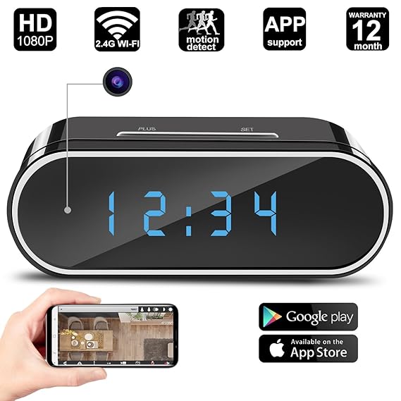 Hidden Camera Clock 2.4G WIFI Remote View Mini IP Amazon.co.uk Camera