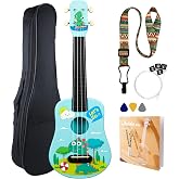 Vioxx 21 Inch Soprano Ukulele for Beginners, Kids, Adults &amp; Students | Nylon Strings Hawaiian Ukelele Starter Kit with Gig Bag, Strap, Picks, Extra Strings Portable Musical Instrument Holiday Gift