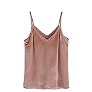 SheIn Women's Casual Basic Strappy Velvet V Neck Cami Tank Top XX-Large Pink