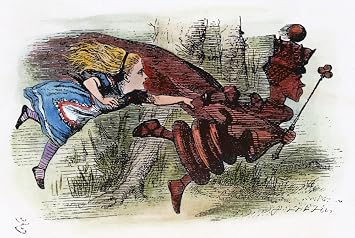 Carroll Looking Glass Alice and The Red Queen Running But Getting Nowhere  Illustration by John Tenniel
