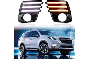 KeeForthewin Daytime Running Light fit for 2022 2023 2024 Subaru Forester Fog Lights Accessories with White LED DRL - Amber Sequential Turn Signal