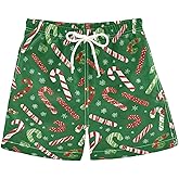 SHJI Seamless Christmas Trees Boys Swim Trunks Toddler Swim Shorts Swimsuit for Beach Hawaii Vacation 2T