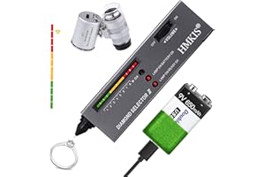 HMKIS Diamond Tester Pen Kit, Jewelry Diamond Tester＋USB 9V Rechargeable Battery＋ 60X Mini LED Magnifying, Diamond Selector for Novice