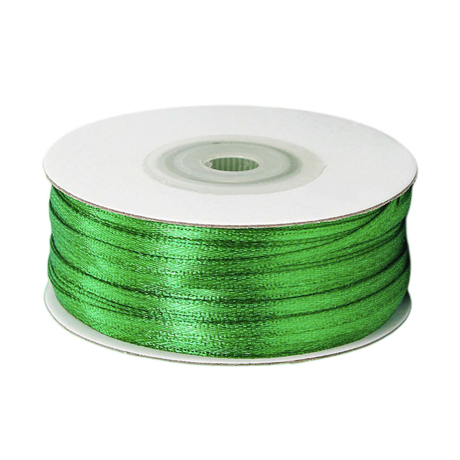 POPOYU Green Thin Christmas Ribbon 3mm,91m Satin Ribbon Solid Color Fabric Ribbon Silk Satin Roll,Green Wrapping Ribbon and Bows for Gift Wrapping DIY Crafts Hair Christmas Bows Cake Wedding Balloons
