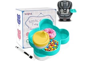 BlueOrigin Car Seat Snack Tray - Travel Tray for Kids Car Seat, Stroller, Booster and Anywhere with a Cup Holder, Toddler Road Trip Essentials Food Plate for Snacks, Toys, Entertainment (Teal)