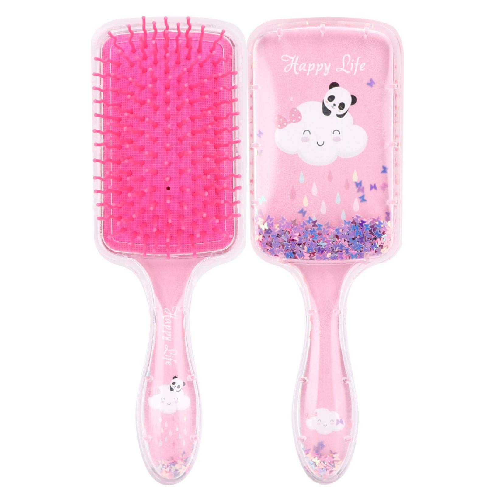 Large Paddle Brush, Hair Comb Straight Curly Air Cushion Hairstyling Comb Hair Massage Brush Detangling Hair Brush, Flat Hair Brush for Long Hair, Dry & Wet Hair(Panda)
