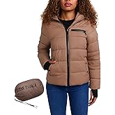 Steve Madden Womens Packable Puffer Jacket - Lightweight Wind & Water Resistant Full-Zip Insulated Winter Coats for Women
