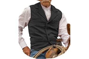 Garqia Clyon Hunting Aged Mens Tweed Vests Herringbone Waistcoats Retro Casual Wedding Wool Business Vests