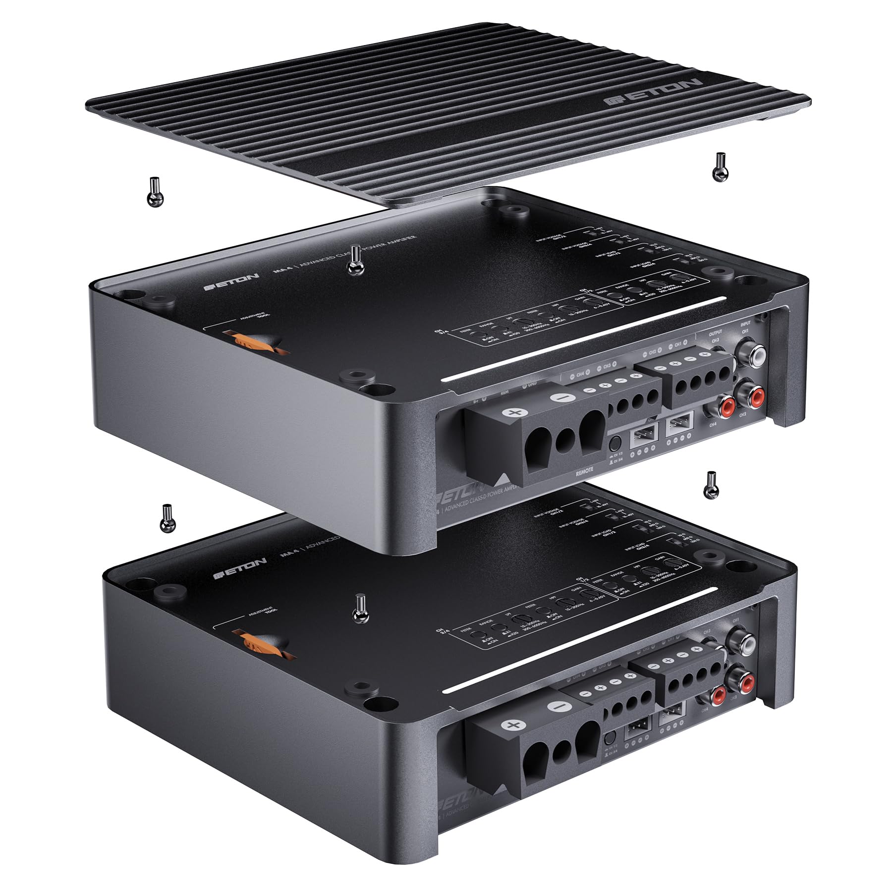 ETON MA 4 – kompakter 4 Kanal Verstärker, leistungsstarke digitale Mini Endstufe für Autos und Reisemobile, Class D Amp mit 4 x 105 W 6
