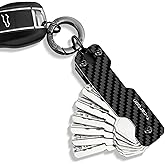 T-carbon Carbon Fiber Key Organizer, Mens Compact Key Holder Key Case for Key Chains Car Keys, Minimalist Keychain Holder Pocket-Sized, Secures 2-6 Keys