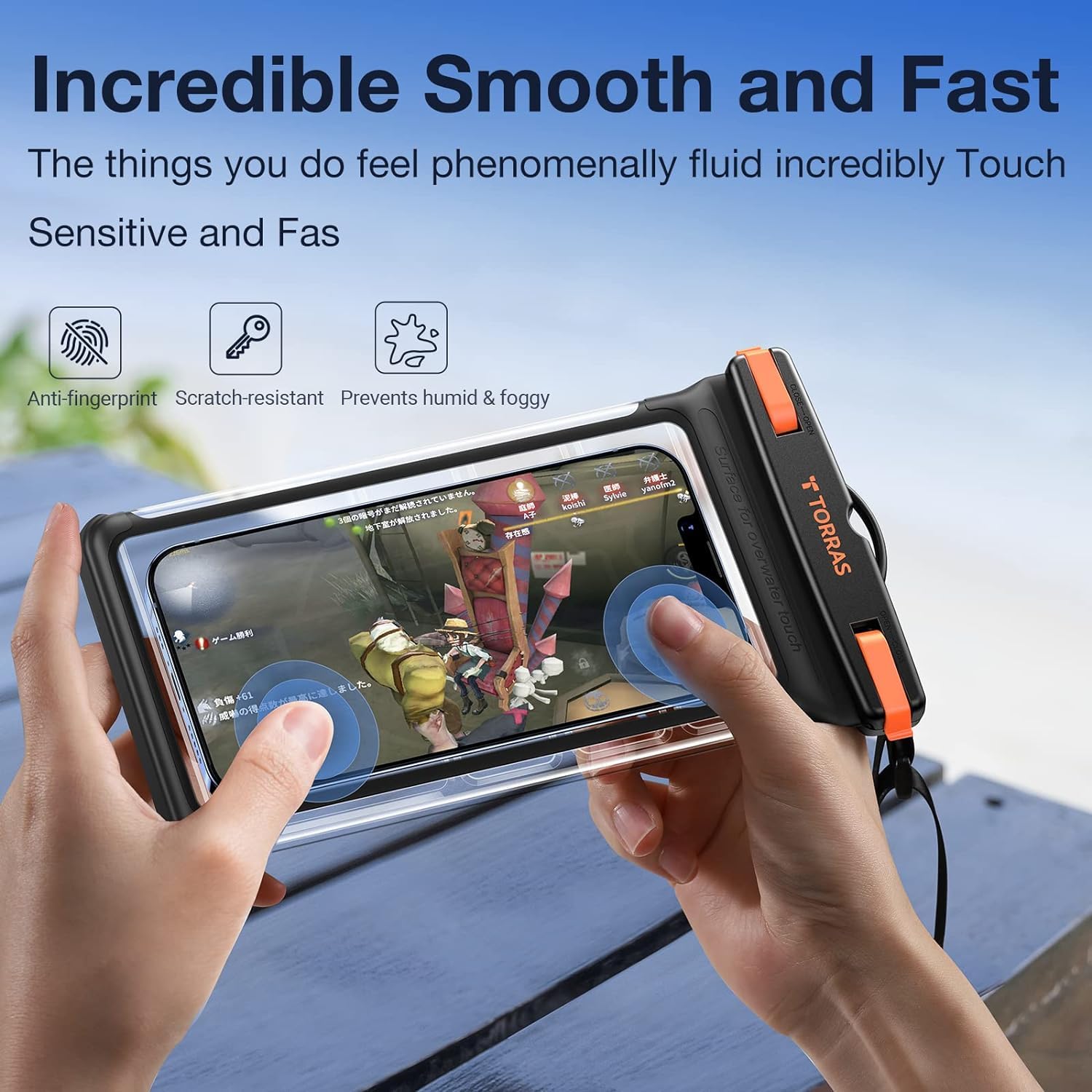 TORRAS Icecube IPX8 Waterproof Phone Pouch, Underwater Screen Touchable, Waterproof Phone Case for Snorkeling, Adjustable Lanyard, Vacation Essentials for iPhone 15 Pro Max/14/13 Samsung, Black 6.9''