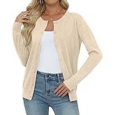 Yincro Women's Lightweight Crewneck Cardigan Long Sleeve Soft Knit Cardigans Sweater