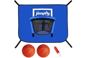 jumpfly Trampoline Basketball Hoop with Mini Basketballs-, Soft Materials & Breakaway Rim for Safe Dunking，for All Ages