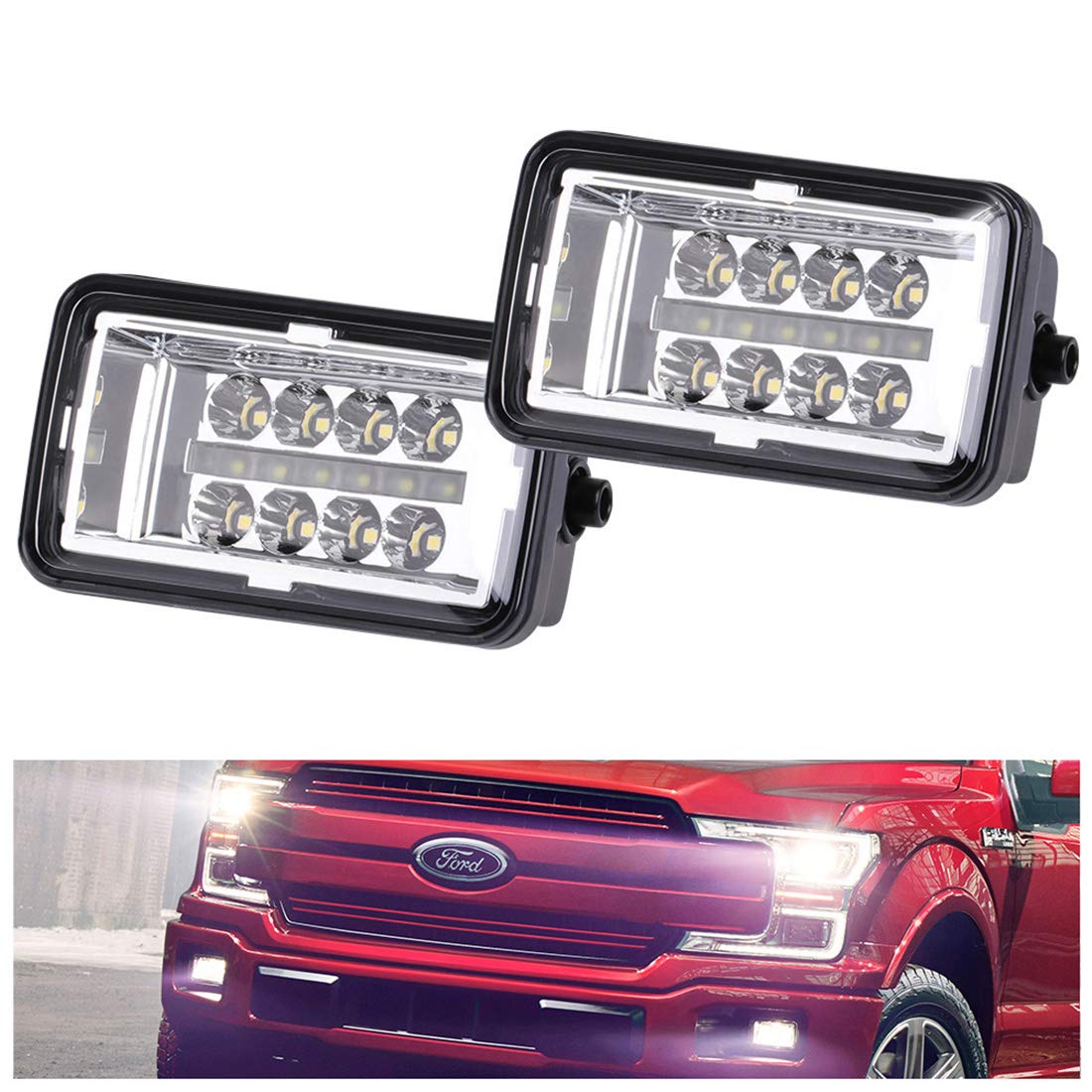 Photo 1 of Kiwi Master Upgrade F150 Fog Lights for 2015-2020 Ford F-150 - 4 Inch LED Fog Light Assembly Kit, Waterproof Bumper Lamps Set, 1 Pair