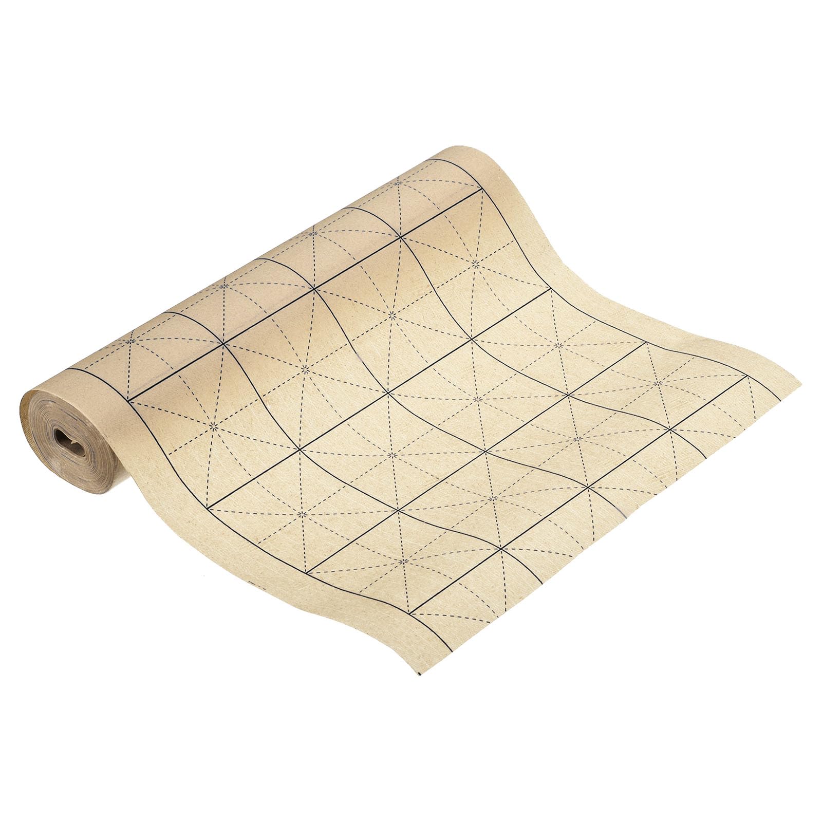 PATIKIL Xuan Paper Roll, Rice Paper with MI' Grid, Chinese Calligraphy Practice Paper for Calligraphy Practice, Half Raw Ripe Xuan, 164ft x 14in, Yellow