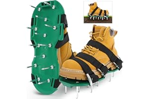 Wjiang Lawn Aerator Shoes for Grass, Lawn Aerator Shoes Heavy Duty Spiked with Magic Stickers, One Size Lawn Aerating Sandals, Spiked Sandals Shoes Aerator Lawn Tool for Yard Patio Lawn Garden
