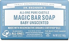 Dr. Bronner's Pure-Castile Baby Unscented Magic Bar Soaps - Made with Regenerative Organic Certified Oils - For Face, Hand, H