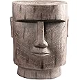 ARSTRIA Outdoor Side Table Easter Island AHU Akivi Moai Statue Pedestal End Table Stool for Home Patio Deck Sunroom Garden Balcony Yard Lawn Grey