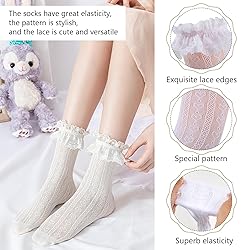 MKYSZLT Womens White Lace Socks Ruffle Frilly Dress