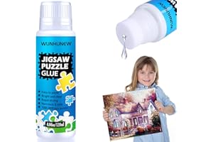 WUNHUNEW Jigsaw Puzzle Glue Clear with Sponge Head Applicator, Puzzle Saver Frame for 1000/1500/3000 Pieces Puzzle of Paper & Wood, Water-Soluble Special Art Craft Puzzle Guard Glue, Quick Dry (120ML)