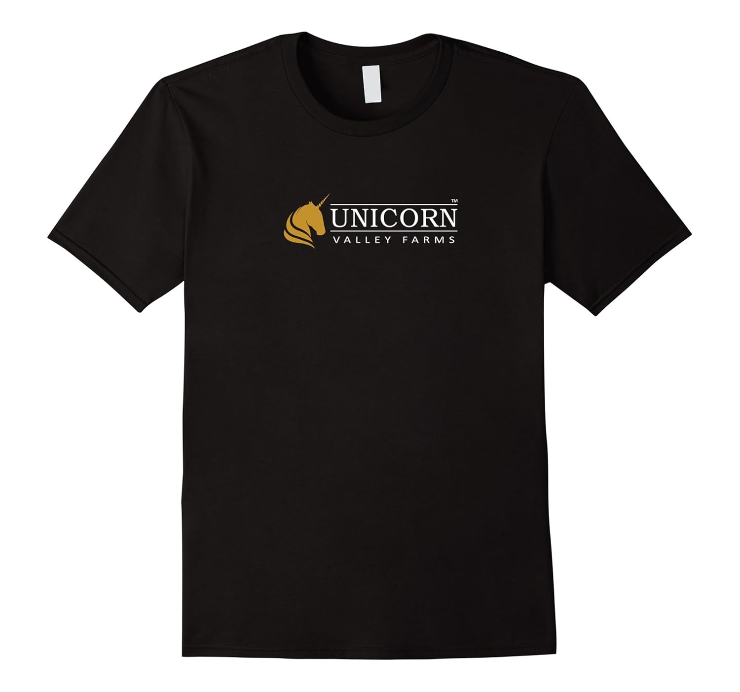 Unicorn Valley Farms Black Tee (large logo)-Rose