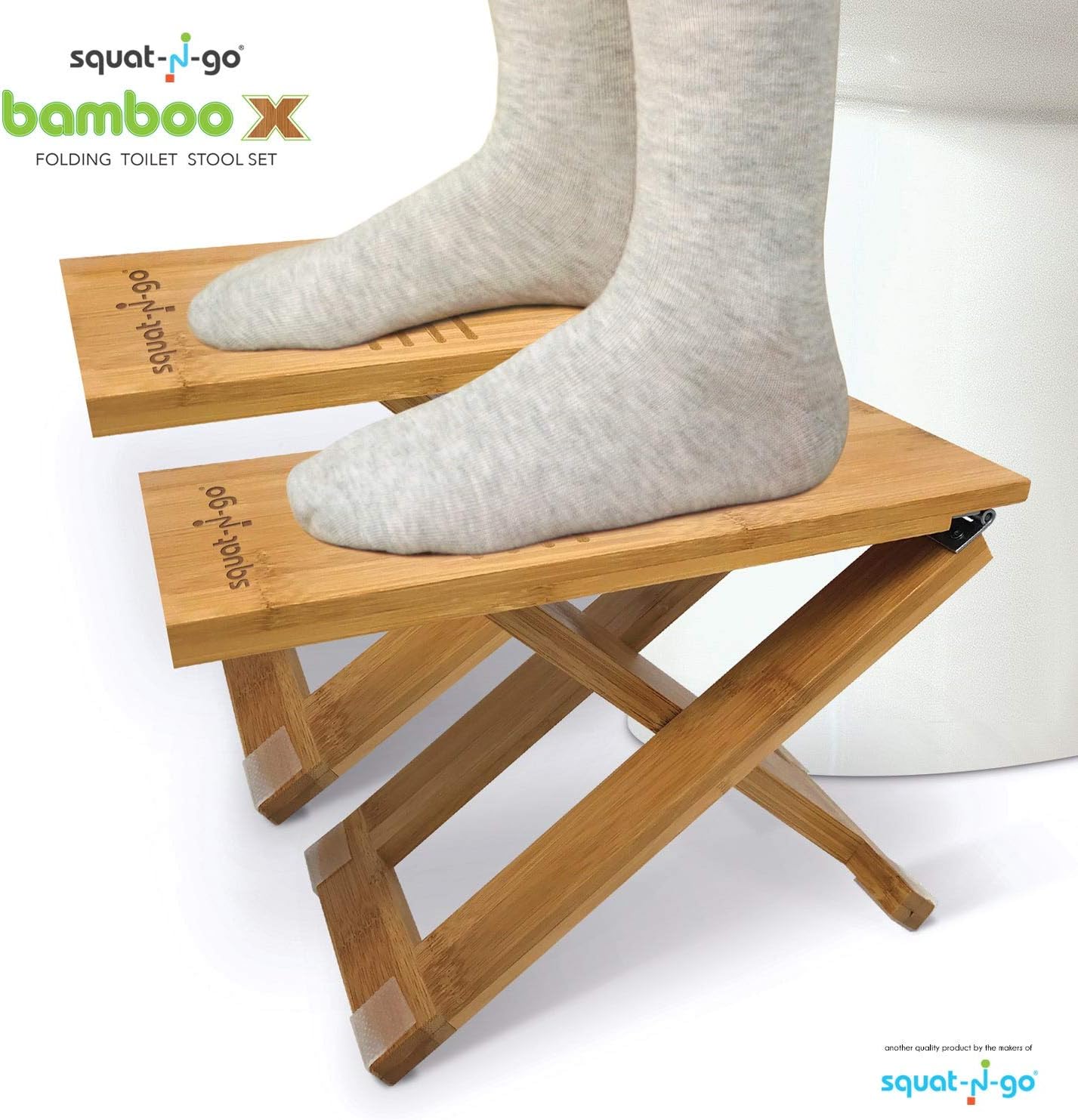 Squat N Go Bamboo X Toilet Stool | Fully Adjustable, Ultra Portable & Eco Friendly | Bonus Travel Bag Included: Health & Personal Care