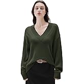 SUUKSESS Women Cashmere Blend Oversized V Neck Long Sleeve Pullover Sweaters