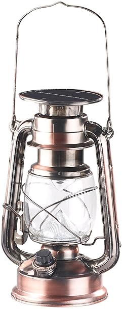 Lunartec Lantern: Dimmbare LED-Sturmlampe mit Akku & Solar, Bronze, 30 Lumen, 1,2 Watt (Sturmlaternen)