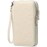 yiijay Womens Wallet RFID Blocking Large Capacity Leather Double Zip Wristlet Wallet Credit Card Phone Holder Ladies Clutch Purse Flora