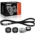 A-Premium Engine Serpentine Belt Drive Kit with Tensioner & Idler Pulley Compatible with Chevy, Olds. & Pontiac Vehicles - Malibu 97-00, Alero 99-01, Cutlass 97-99, Grand Am 99-01 - OHV V6 3.1L 3.4L