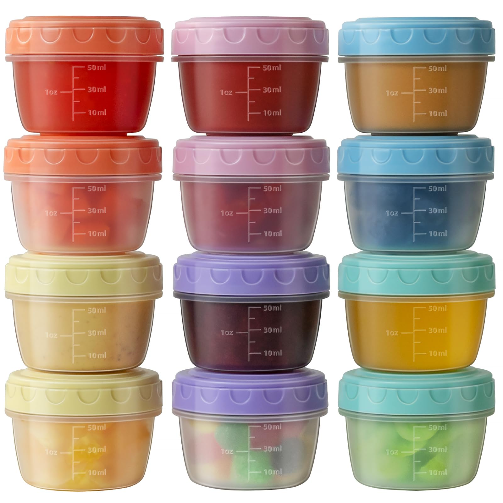 Photo 1 of Generic 12 Pack 2.7 OZ Salad Dressing Containers to Go with Lids, Dishwasher & Microwave Safe, Leakproof, Multicolor, 5.31 x 4.52 x 4.52 inches