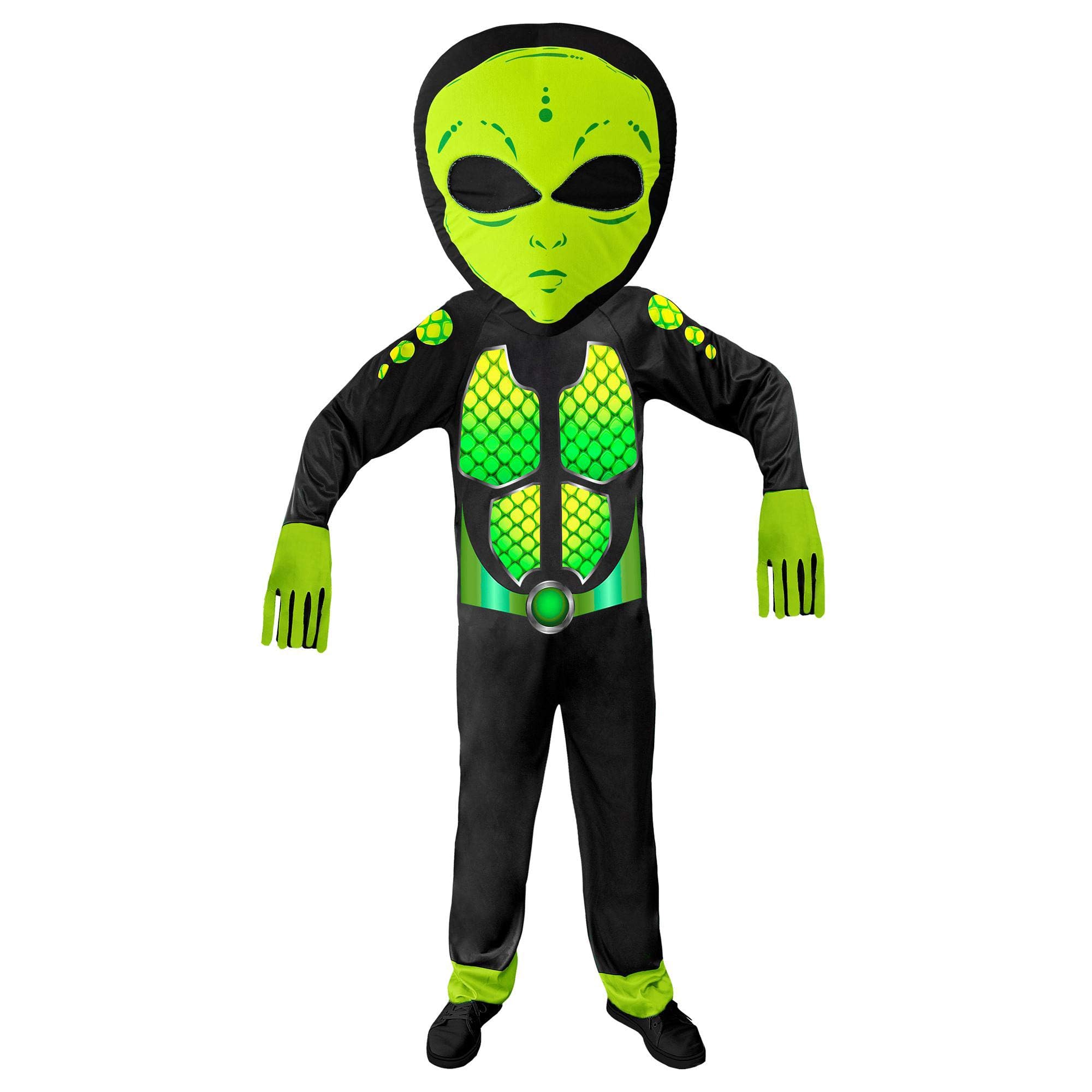 Widmann Children's Alien Costume, Jumpsuit, Giant Mask, Carnival, Theme Party