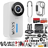 SJCAM C110 Plus Action Camera with 4K Video, Gyro Stabilization, and Audio Recording, Bundle Including: 50-in-1 Action Kit, 64GB Micro SD Card, Card Reader, Card Wallet, and USB‑C Adapter
