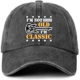 GOSJINNK Funny Guitar Distressed Washed Black Baseball Cap I'm Not Old I'm Classic Printed Cotton Adjustable Baseball Hat for Men Women Trendy Birthday Gift for Dad Mom Family Friend Guitar Lover