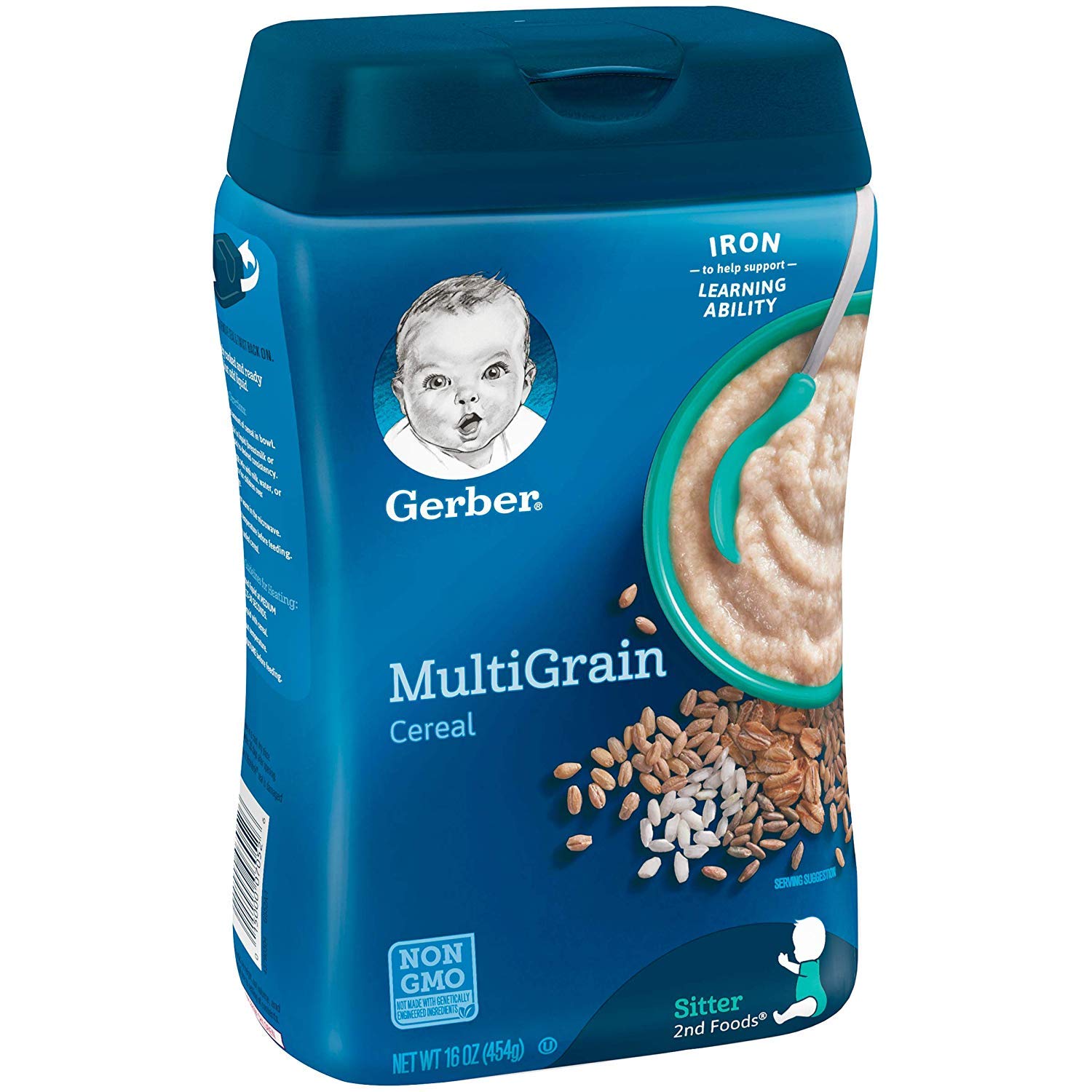 Gerber Stage 2 Baby Food, Multigrain Cereal, Whole Grains, Iron, Zinc & Vitamin B12, Baby Cereal, 6-Pack