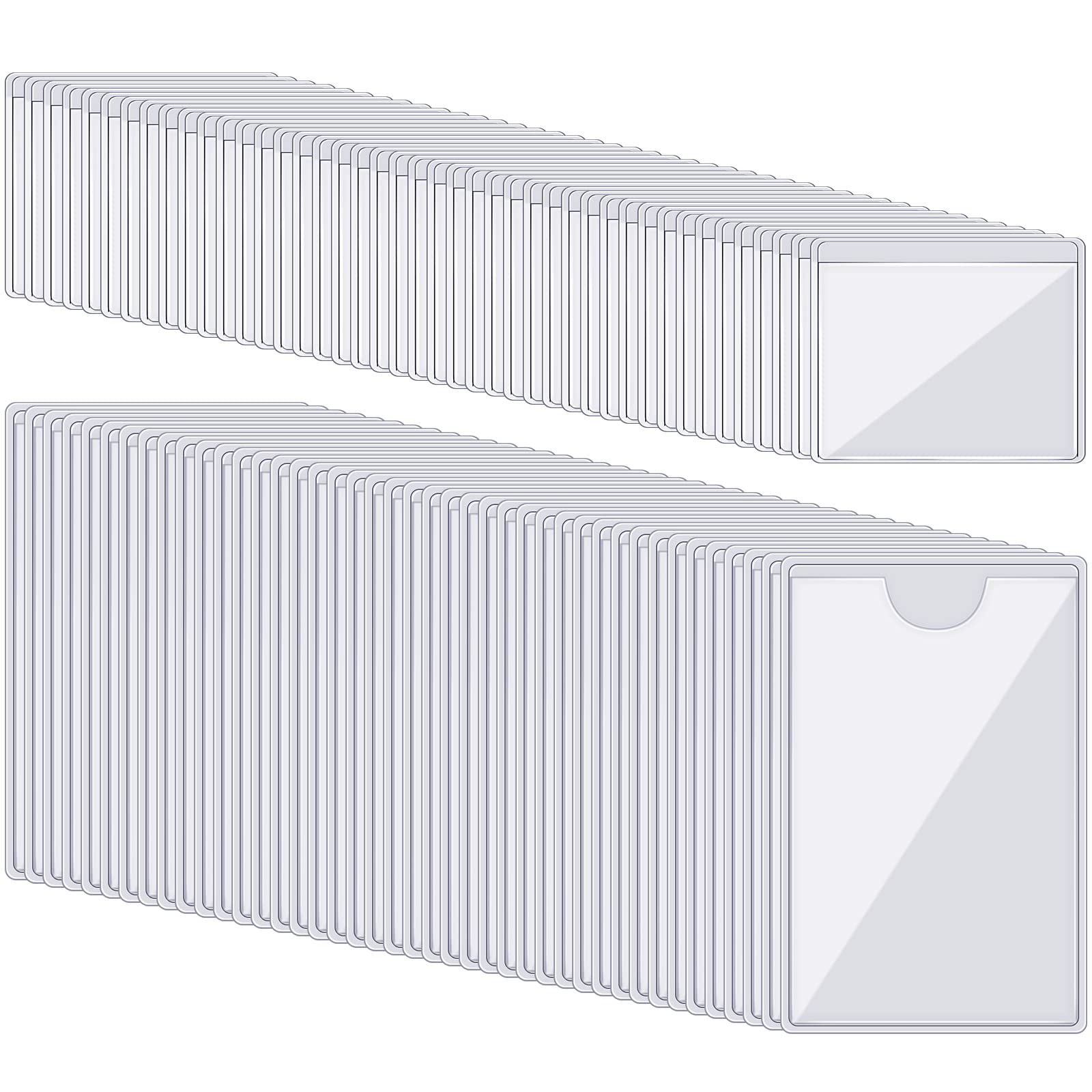 Photo 1 of 100 Self-adhesive Index Card Holder for Business Cards, Clear Plastic Sticky Labels Holders for Storage Bins Toy Bins Scrapbooks, Organize and Protect Cards Photos Labels (2.32 x 3.54'', 1.85 x1.57'')