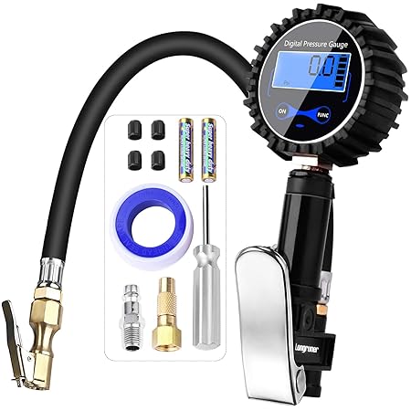 Longruner Digital Tyre Pressure Gauge Reifendruck Prüfer Reifenfüller 200 PSI High Precision Tyre Inflator Air Pressure Gauge