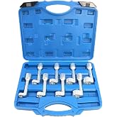 DPTOOL Diesel Injector Line Socket Wrench Set 12pt L-Type Fuel Line Socket | 8pc 1/2" Dr Slotted Socket 12mm 13mm 14mm 16mm 17mm 18mm 19mm 21mm for Removal and Installing Fuel Injector Line Fittings