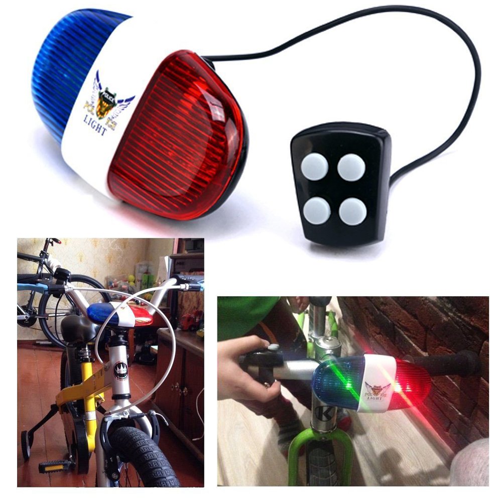Itian Bike LED Light Cycling Bike Electric Horn 4 Sounds 6 LED Cycling Police Siren Electric Lights Bike Equipment Accessories