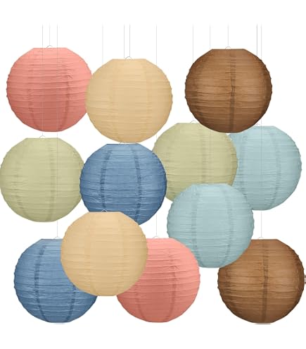 24-Pack Handmade Chinese/Japanese Paper Lanterns – Assorted Sizes 6, 8, 10, 12 Inch, All Orange For Weddings & Parties