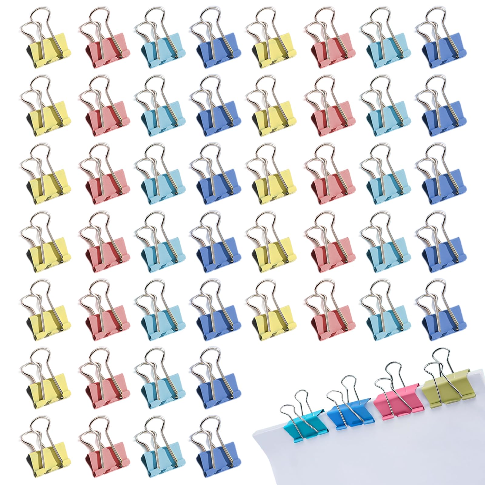 Generic Loose-Leaf Binder 50pcs Coloured Metal Small Bulldog Clips, 15mm, Multicolor