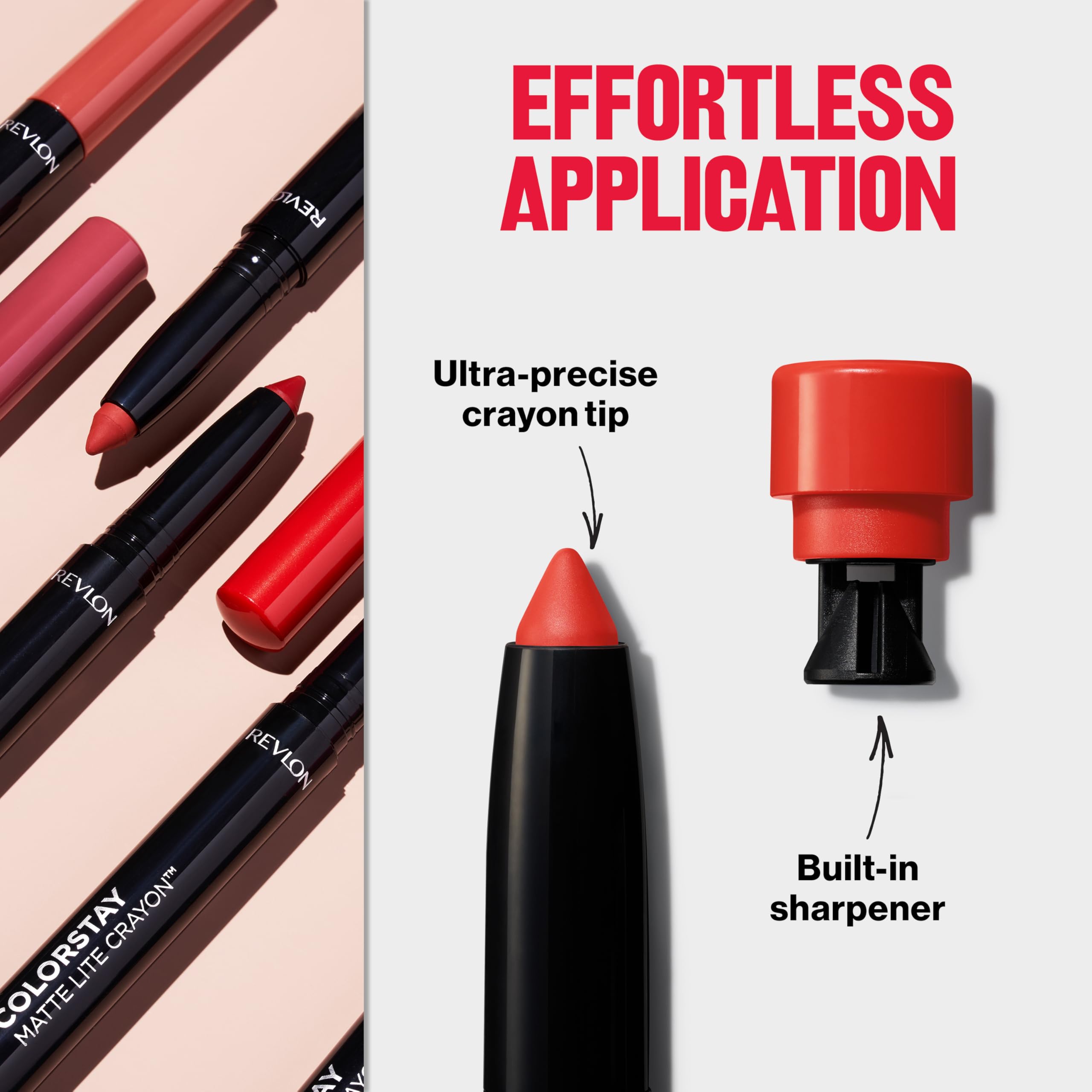 REVLON ColorStay Matte Lite Crayon Lipstick with Built-in Sharpener, Smudge-proof, Water-Resistant Non-Drying Lipcolor, 002 Clear The Air, 0.049 oz