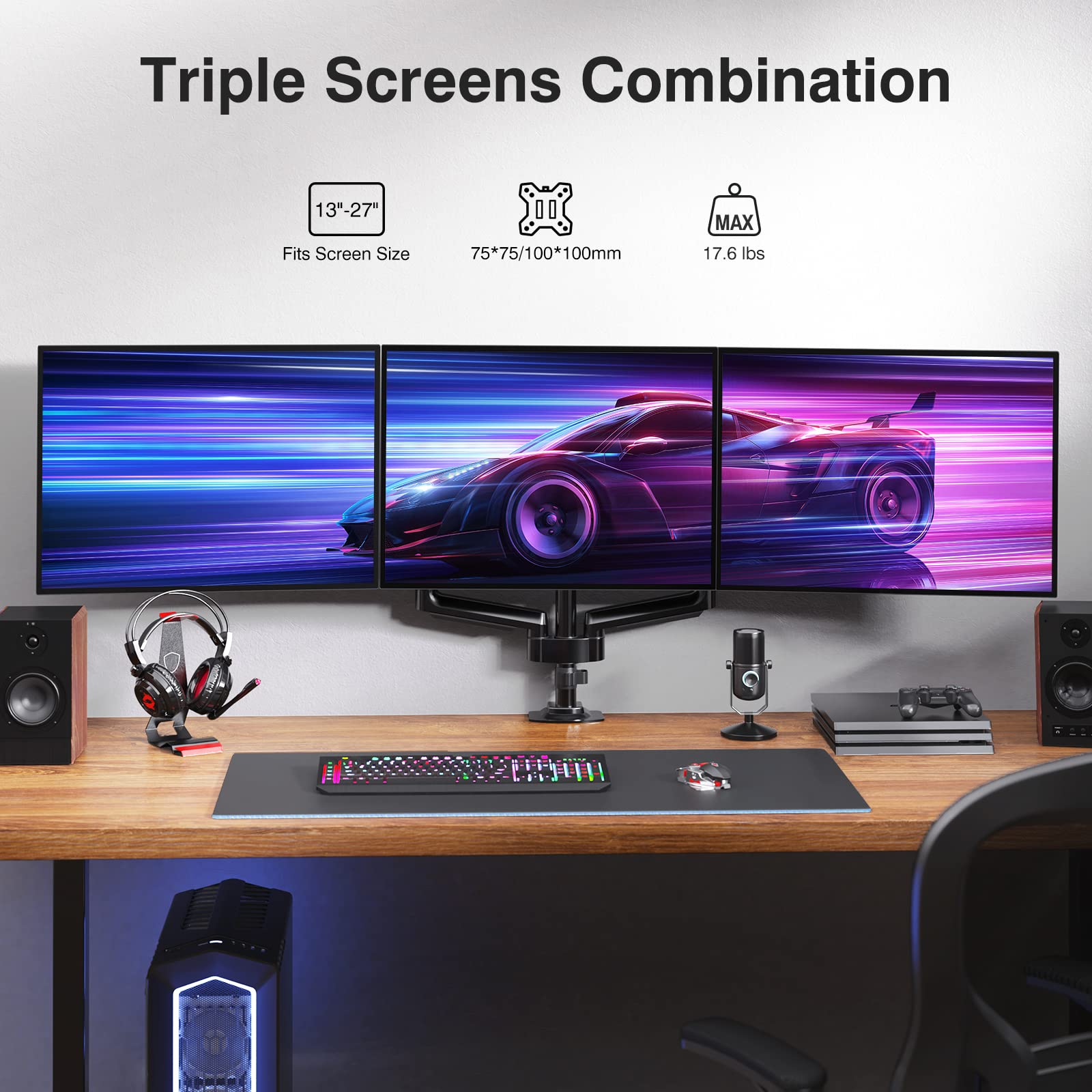 Mua Irongear Triple Monitor Stand with Gas Spring, Triple Monitor Arm ...