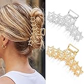 CAKURE Star Claw Clips Gold Metal Hair Clips Large Hair Claws Hair Accessories for Women (Pack of 2)